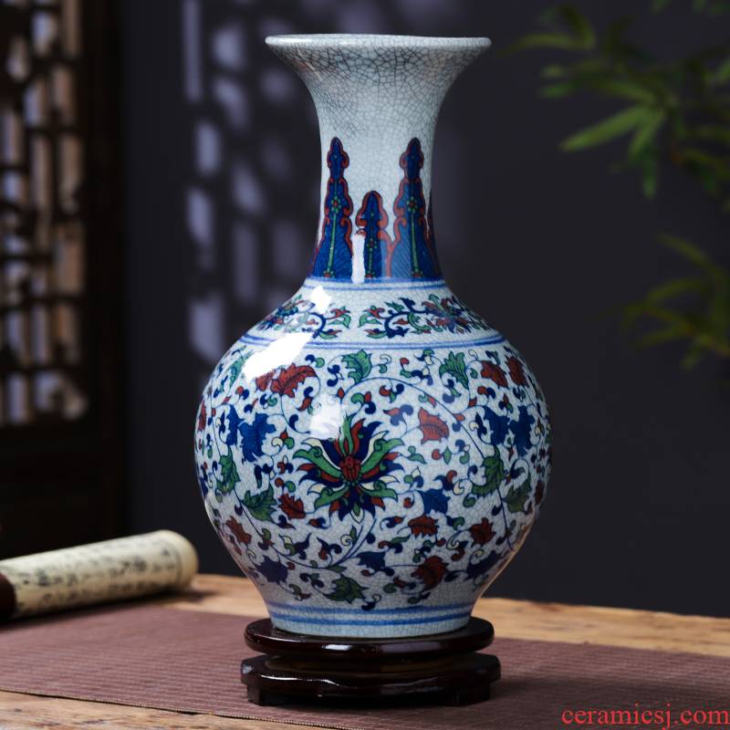Jingdezhen porcelain ceramic color blue and white porcelain antique vase furnishing articles of new Chinese style household flower arrangement sitting room adornment