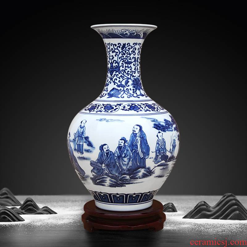 To the characters of blue and white porcelain vase furnishing articles office decoration porcelain industry of jingdezhen ceramics