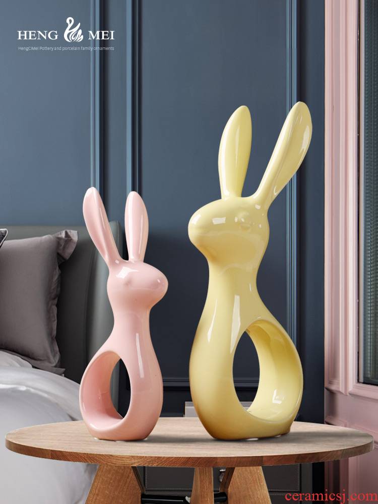 Candy color rabbit sitting room place ceramics creative bedroom decorates porch home desktop office small place