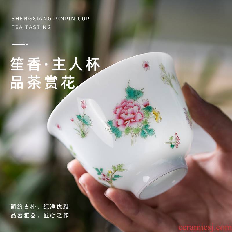 Sheng xiang & middot; Master cup jingdezhen pure manual painting a single kung fu tea cups large - sized ceramic tea set