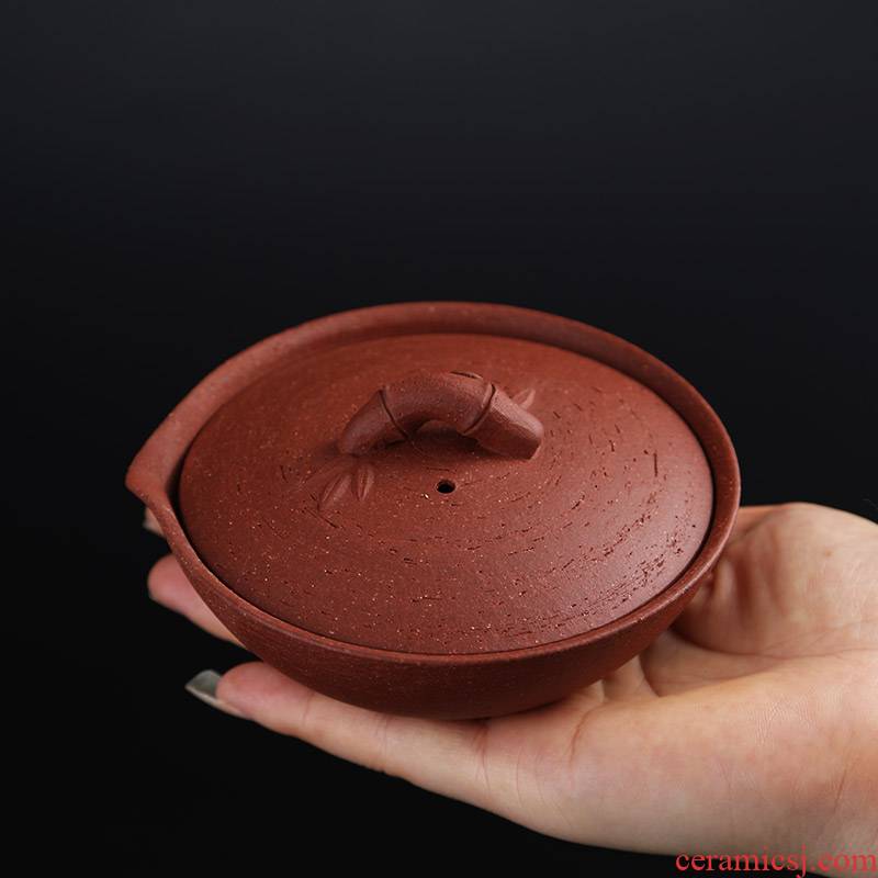 The Original Chinese authentic yixing purple sand kung fu tea set manual hand grasp pot pot flat pot pot of Japanese ice covered bowl
