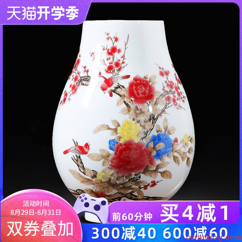 Jingdezhen ceramics powder enamel vase peony furnishing articles of Chinese style water raise porcelain big sitting room adornment handicraft