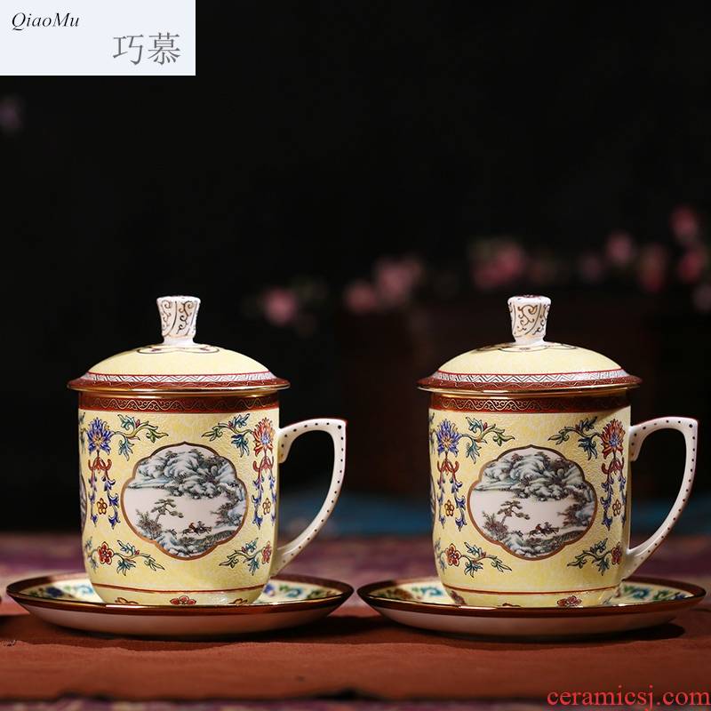 Qiao mu jingdezhen porcelain paint by hand ipads ceramic tea set office ou English afternoon tea with the cover
