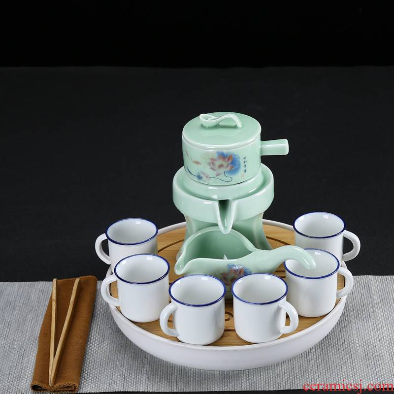 And a half stone mill automatic tea sets of household ceramics kung fu tea set creative lazy teapot hot tea. preventer