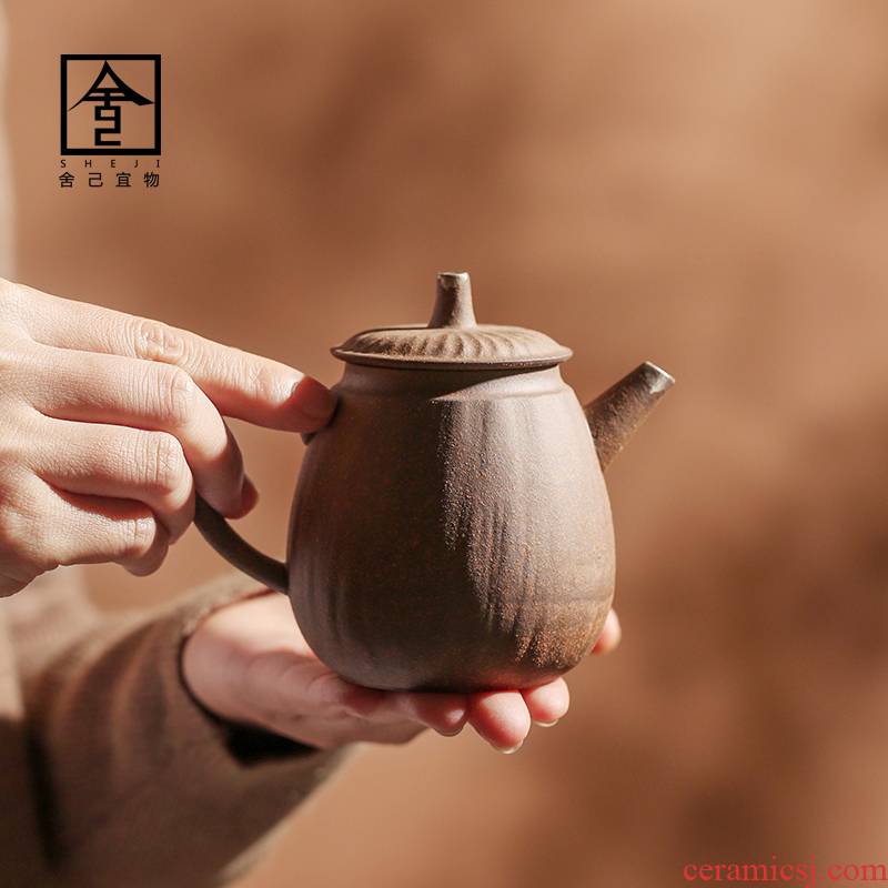 The Self - "appropriate content Japanese rock, mud manual teapot coppering. As silver teapot jingdezhen ceramics single pot of kung fu tea set is small