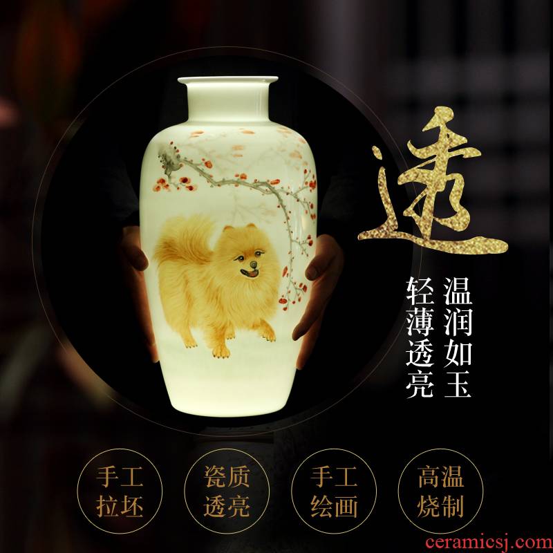 Jingdezhen vase thin body new color hand - made mesa and exquisite porcelain vase