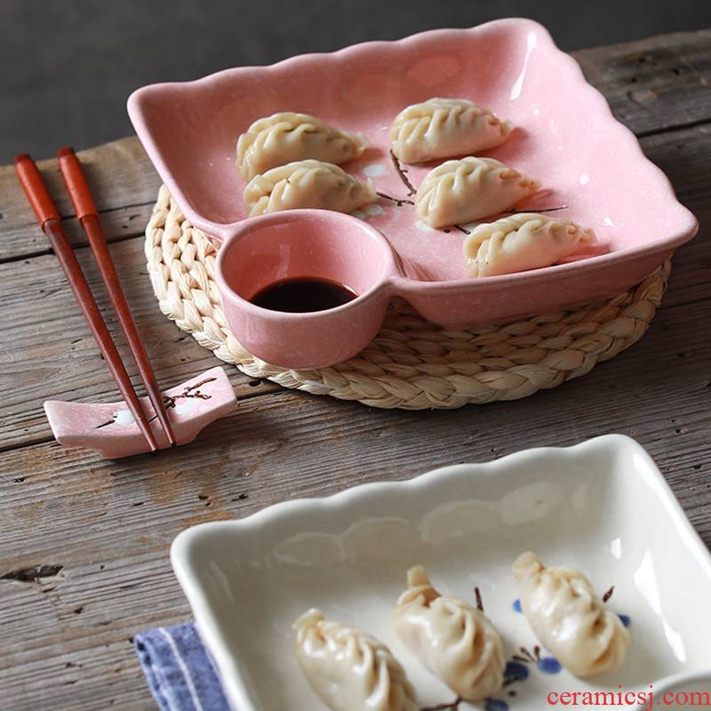 Ceramic dumpling dish home meal plate creative contracted frame plate jingdezhen cutlery Japanese - style vinegar dish of household food dish
