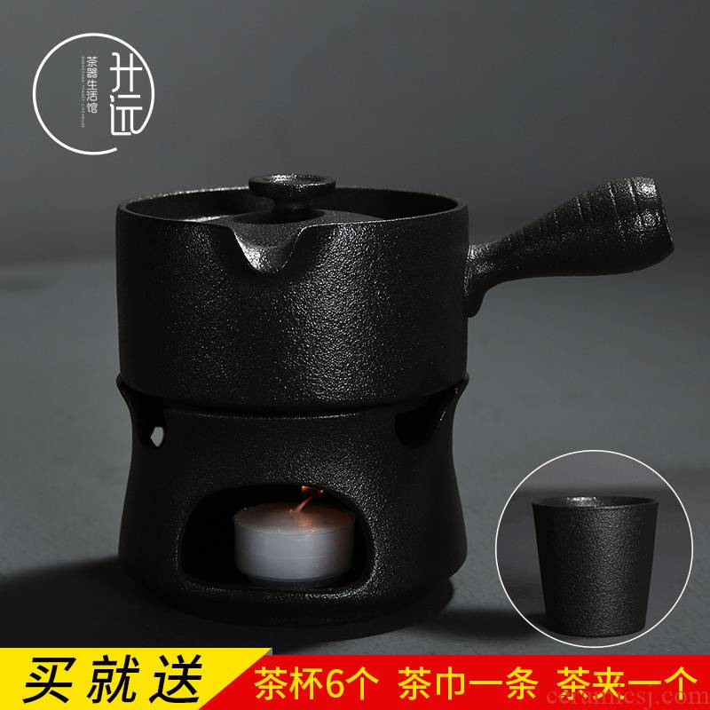 Japanese coarse pottery pot boil tea ware side the ceramic insulation household kung fu tea based alcohol lamp tea set