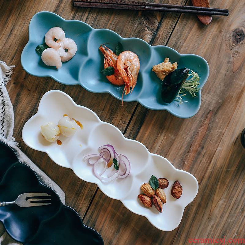 Northern wind creative Japanese - style seasoning dishes three restoring ancient ways is sushi plate cold dish plate ceramic dumplings disc separator plate
