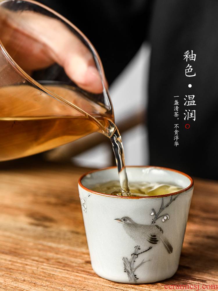 Jingdezhen your up open cup up master cup pure manual sample tea cup single CPU hand - made painting of flowers and kung fu tea cups