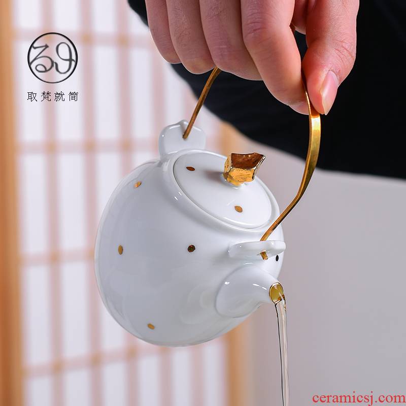 Jingdezhen ceramic checking fuels the teapot shadow bronze girder little teapot kung fu tea tea kettle