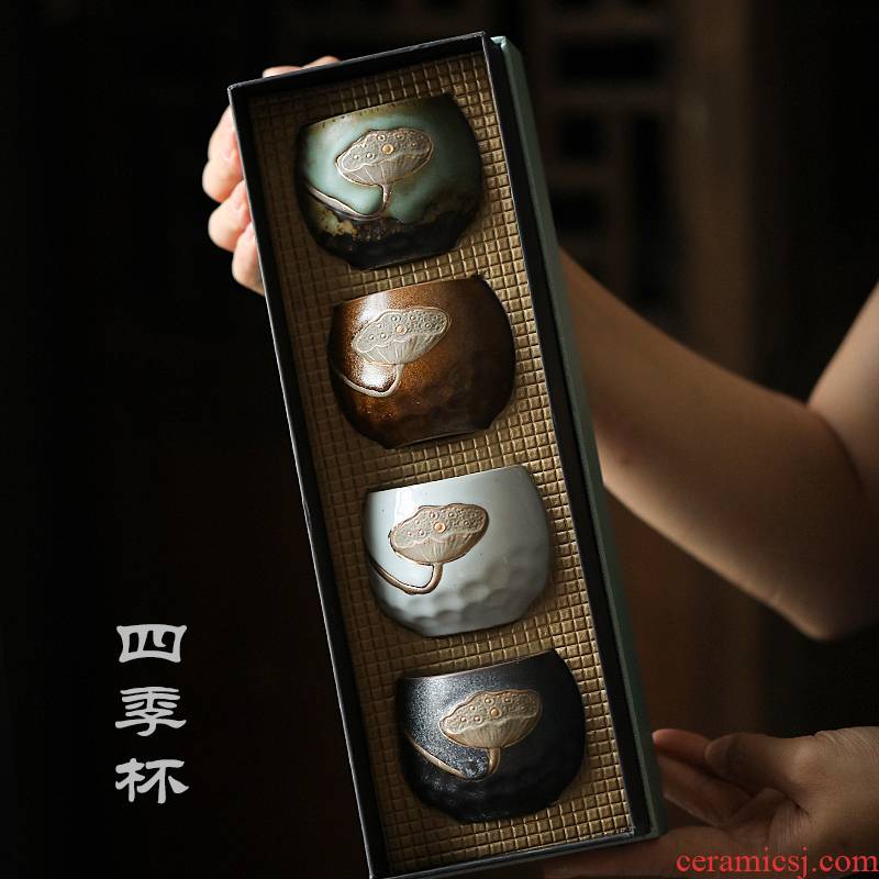 A single master cup kunfu tea cup sample tea cup coarse pottery teacup tea cups kunfu tea gift boxes