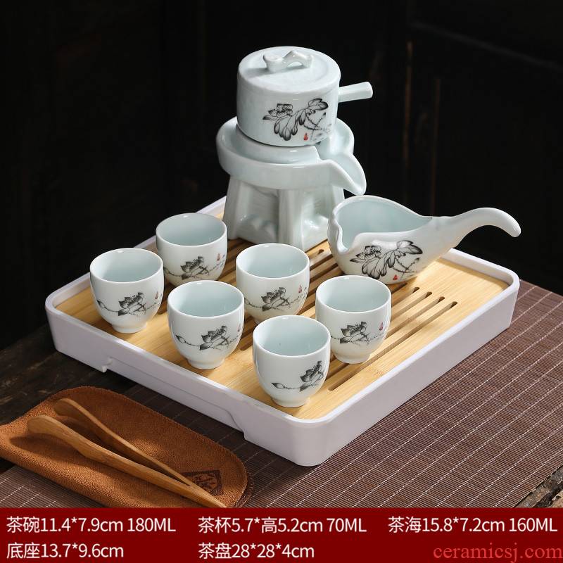 Fit celadon lazy tea set a single rotating water kung fu automatically blunt tea of restoring ancient ways to revolve the teapot