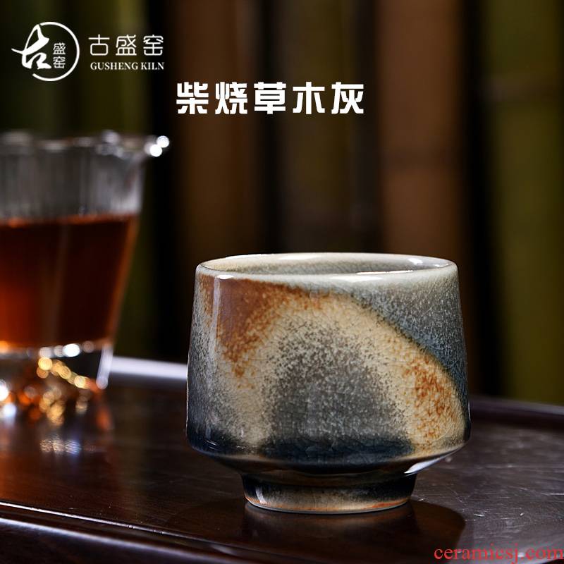Ancient sheng open piece of ice to crack firewood glazed ceramic cups kung fu tea set sample tea cup ceramic master single cup cup by hand