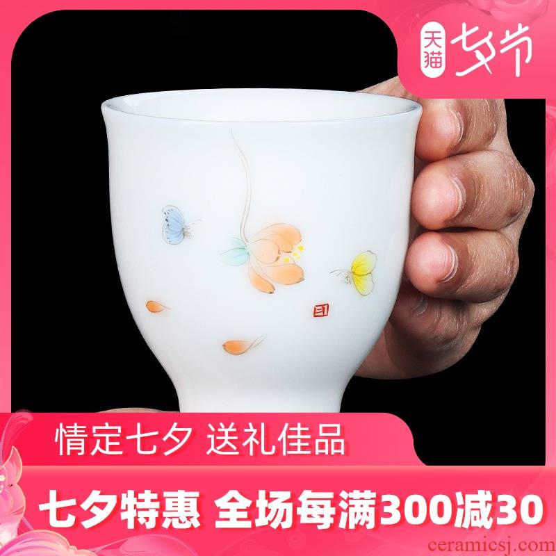 The Master artisan fairy Xu Fukun dehua white porcelain cup tea Master cup hand - made ceramic household, single cup sample tea cup