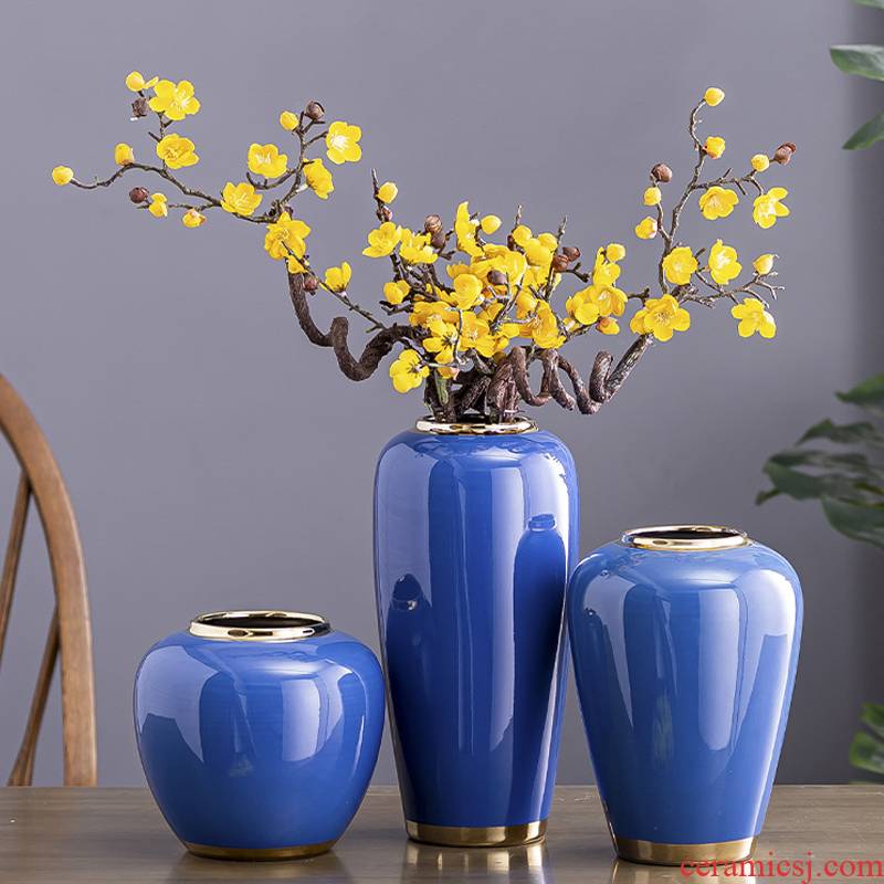 Light key-2 luxury European ceramic vase dried flower flower implement furnishing articles sitting room adornment creative gift contracted Nordic water raise flower arrangement
