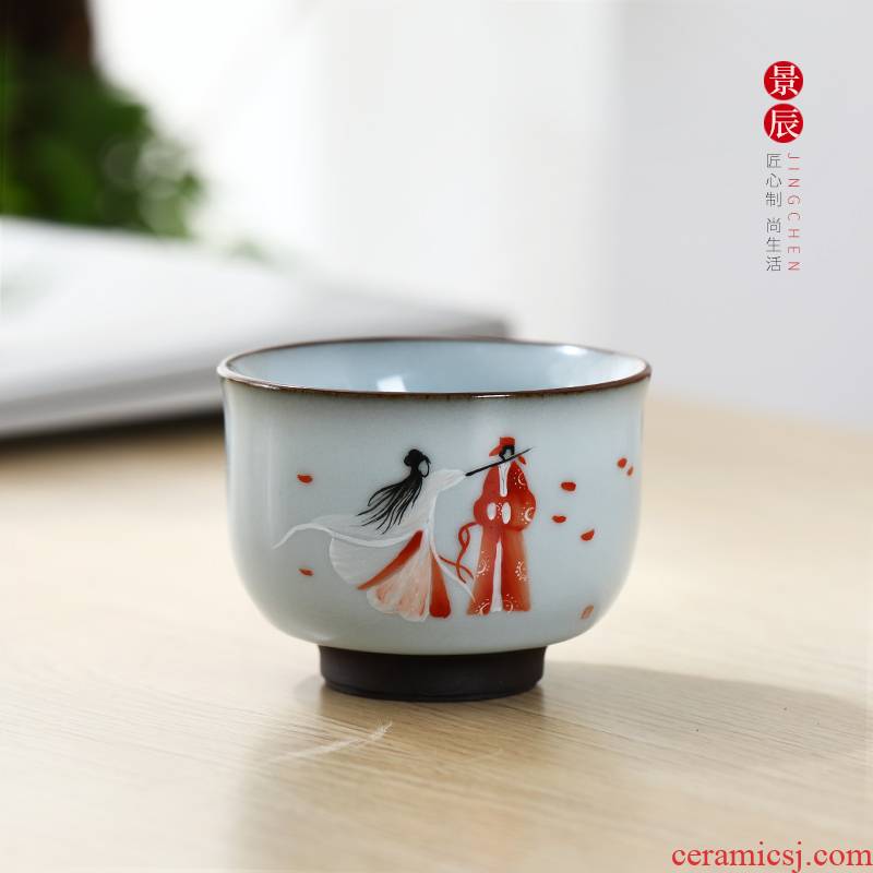 Jingdezhen ceramic up single cup sample tea cup home master cup kung fu tea set hand - made creative move cups