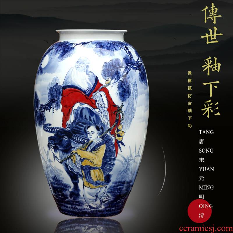 Jingdezhen ceramic vase home sitting room place adorn article classic hand - drawn characters mesa calligraphy and painting scroll to receive goods