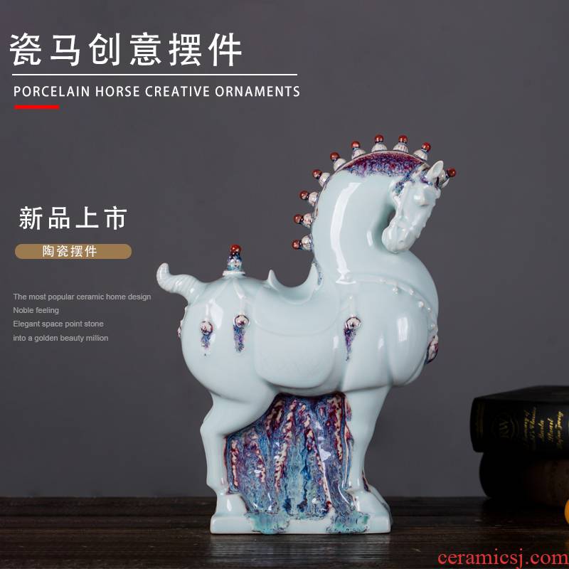 Ceramic horse furnishing articles office sitting room household soft adornment ornament creative TV ark, wine crafts