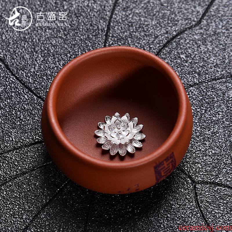 The ancient master/silver violet arenaceous silver fish bowl sheng up ceramic kung fu tea tea sample tea cup, cup package mail