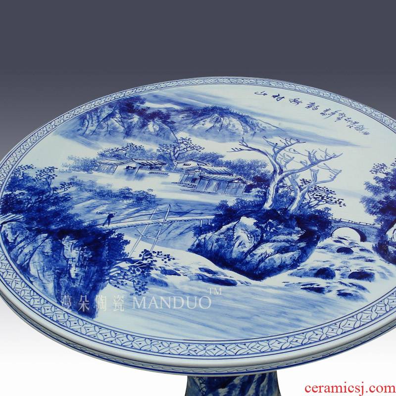 Hand - made jiangnan landscape blue and white porcelain table of antifreeze is prevented bask in frost park courtyard balcony table set the table