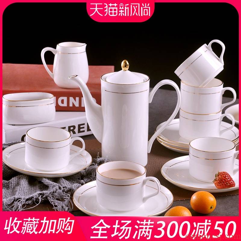 Jingdezhen manual gold 】 【 15 head of European style up phnom penh coffee set suit household ceramic coffee cups and saucers suit
