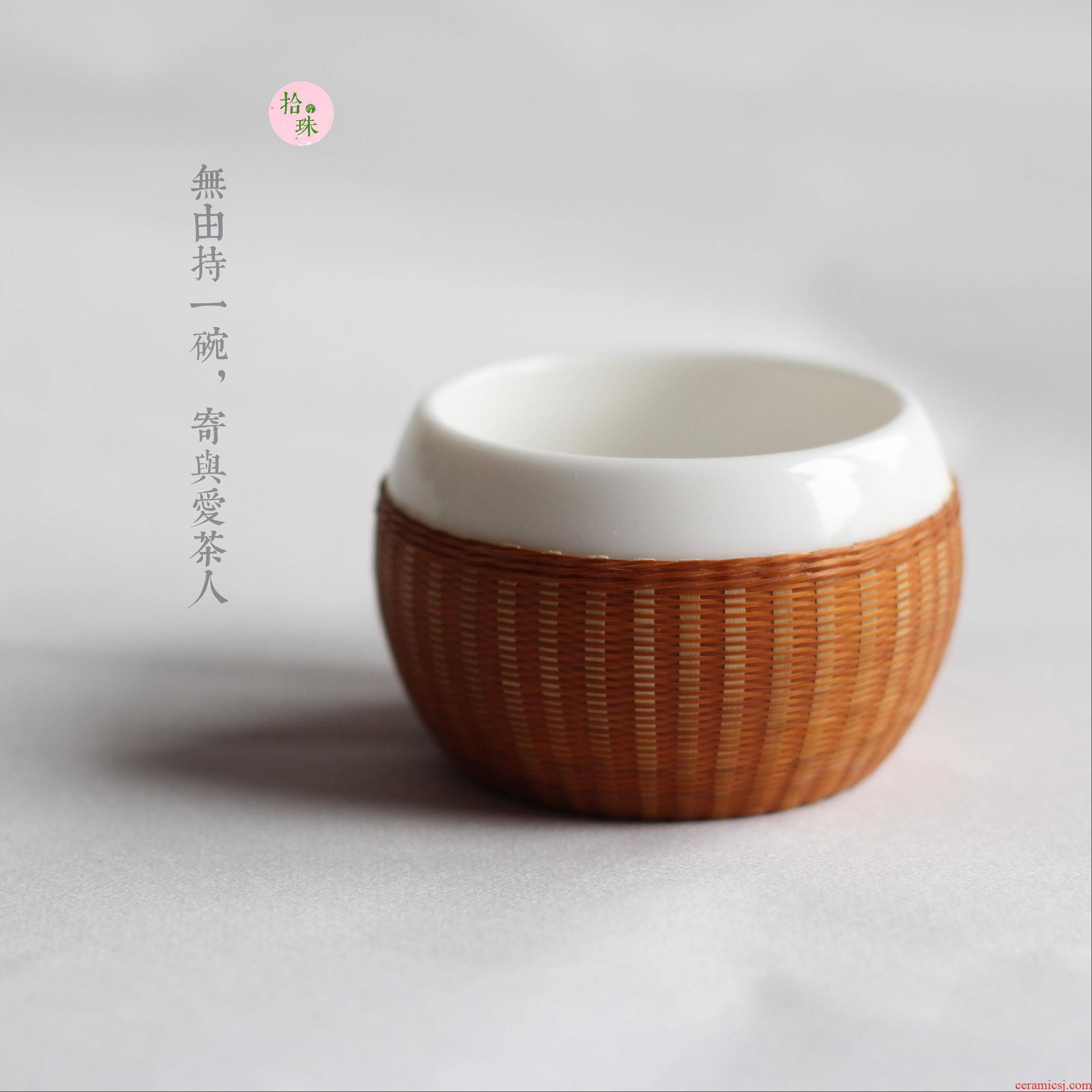 Bamboo tea cups Bamboo states porcelain masters cup meditation cup sample tea cup single CPU ihs cup sichuan not pick up the pearl