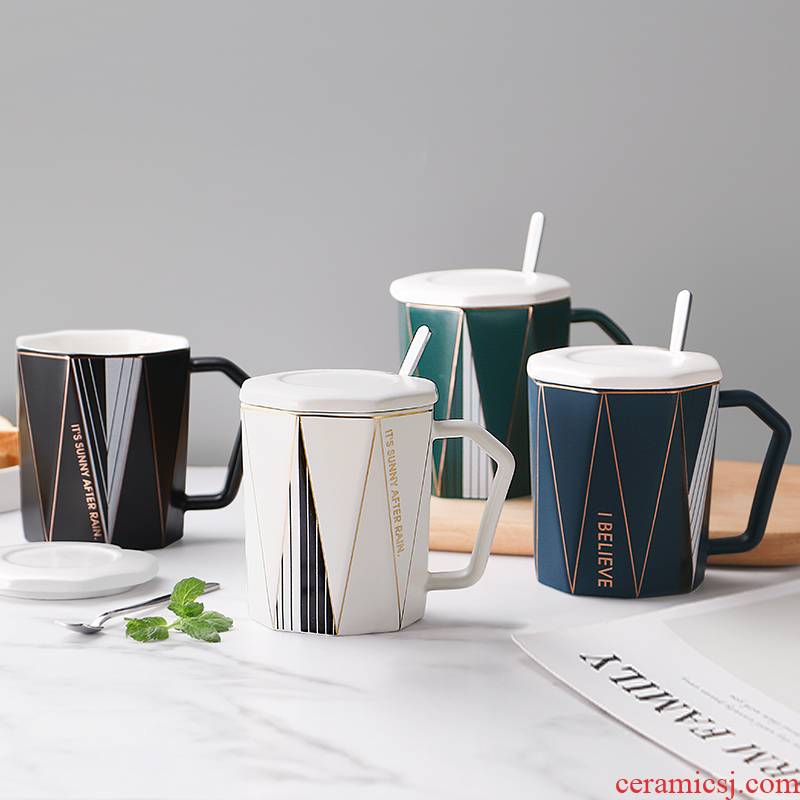 Mugs Nordic ins individuality creative trend ceramic cup with cover run home breakfast ultimately responds. A cup of office