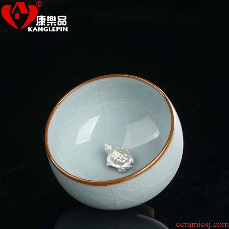 Recreation is tasted your up kung fu tea cups, open the slice with silver azure ocean 's CPU master cup sample tea cup ceramic cup