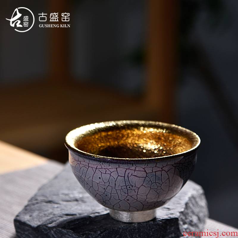 The ancient sheng up new bowls gold 24 k gold and gold cup variable jun porcelain ceramic tea cup single cup sample tea cup host