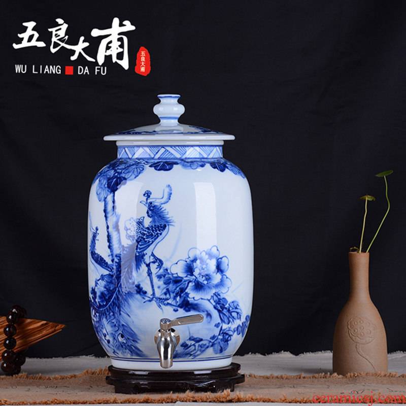 Jingdezhen ceramic altar empty mercifully 15 kg big jars it liquor jugs hand - made porcelain household seal wine jar