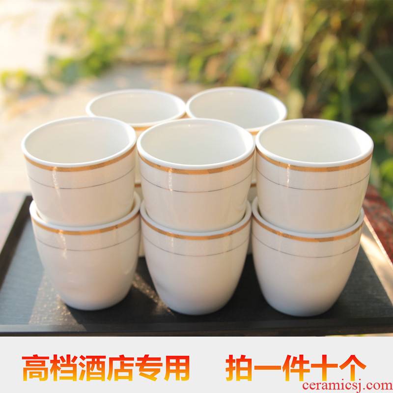 Ten ceramic hotel hotel tableware ultimately responds wine glass cup three two small blue and white pure white household up phnom penh