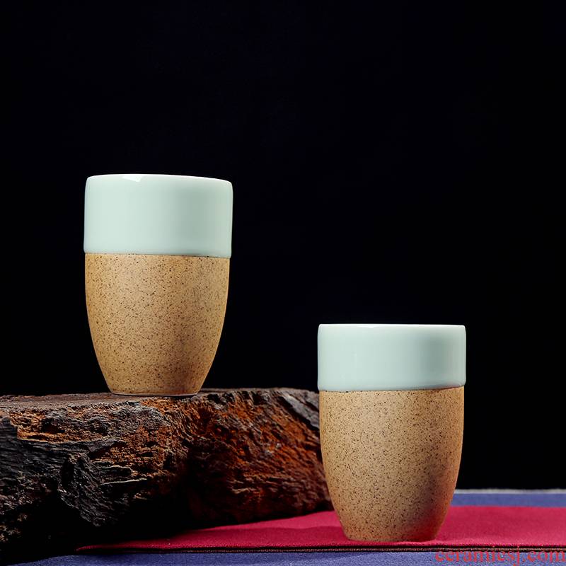 Large ceramic cup celadon coarse pottery teacup personal ceramic cup cup big cup 250 ml single cup tea cups