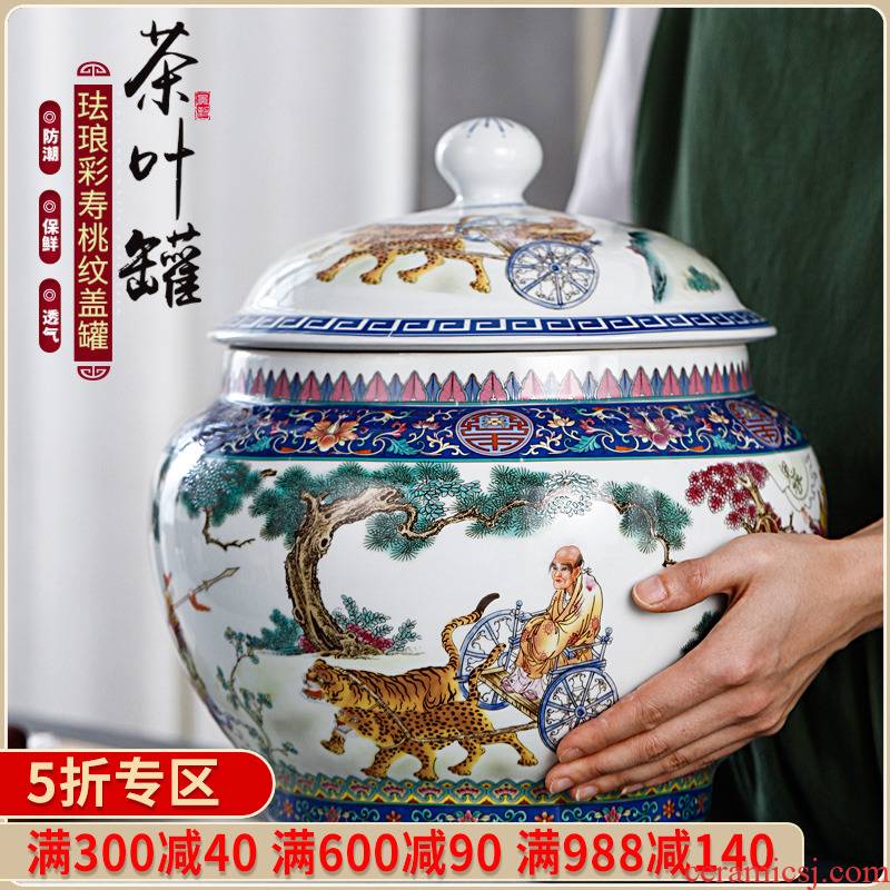 Jingdezhen pastel storage tank checking ceramic with cover grain in traditional Chinese medicine food rice, cooking pot pot furnishing articles