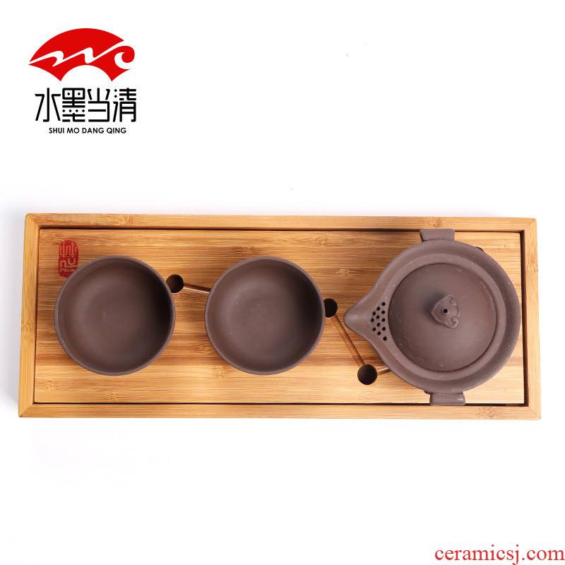 Ceramic travel on - board, portable violet arenaceous crack cup cup celadon a pot of a glass of your up kung fu tea set