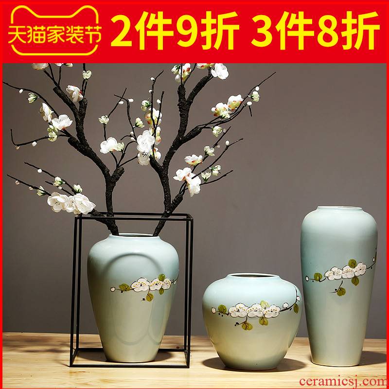 Jingdezhen ceramics vase modern furnishing articles suit sitting room porch dried flowers flower arrangement of Chinese style household decorations