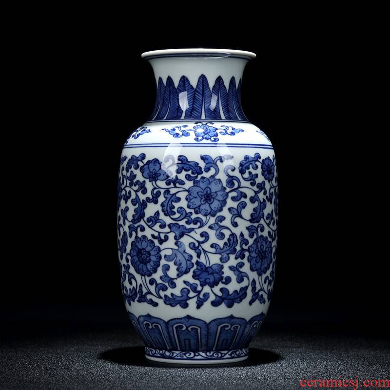 Jingdezhen ceramic vases, blue and white Chinese large sitting room adornment table decorations furnishing articles furnishing articles antique vases