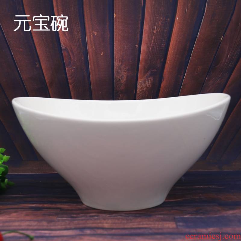 Characteristics of ceramic bowl home hotel tableware pure white soup bowl creative salad bowl dish dish stove cold dish bowl