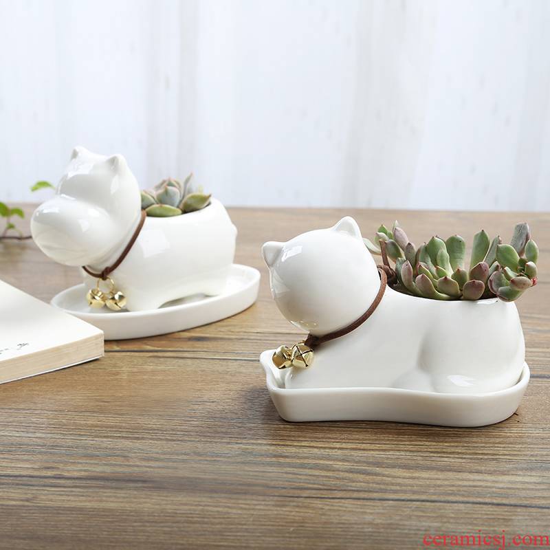 Express cartoon fleshy flowerpot trumpet plant white ceramic creative move contracted special offer a clearance package mail thumb
