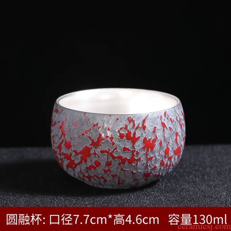 Marigold yellow colored enamel cup master cup single cup small ceramic sample tea cup cup hand - made gold silver 999