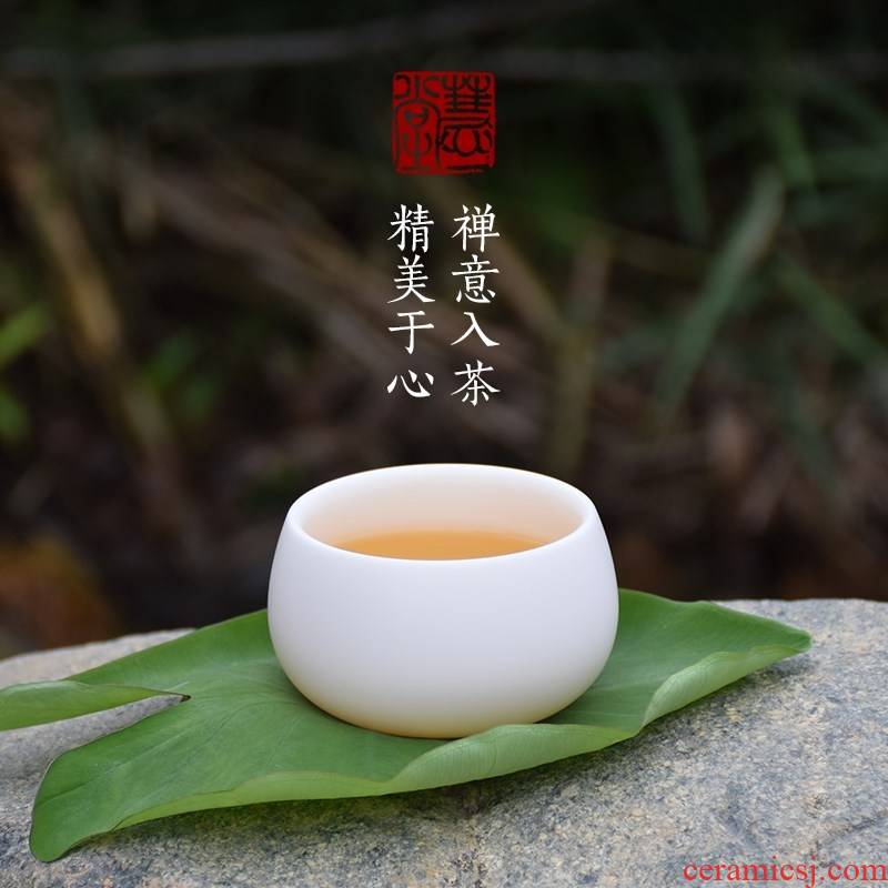 Ceramic cups dehua white porcelain biscuit firing home of kung fu master sample tea cup cup of female tea cup men 's pure manual single CPU
