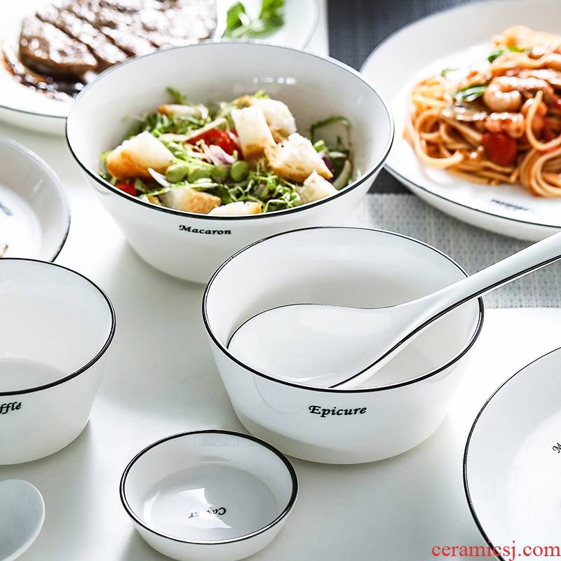 Qiao mu MLJ one feeds single home eat rice bowl ceramic tableware chopsticks sets single dishes I contracted northern Europe