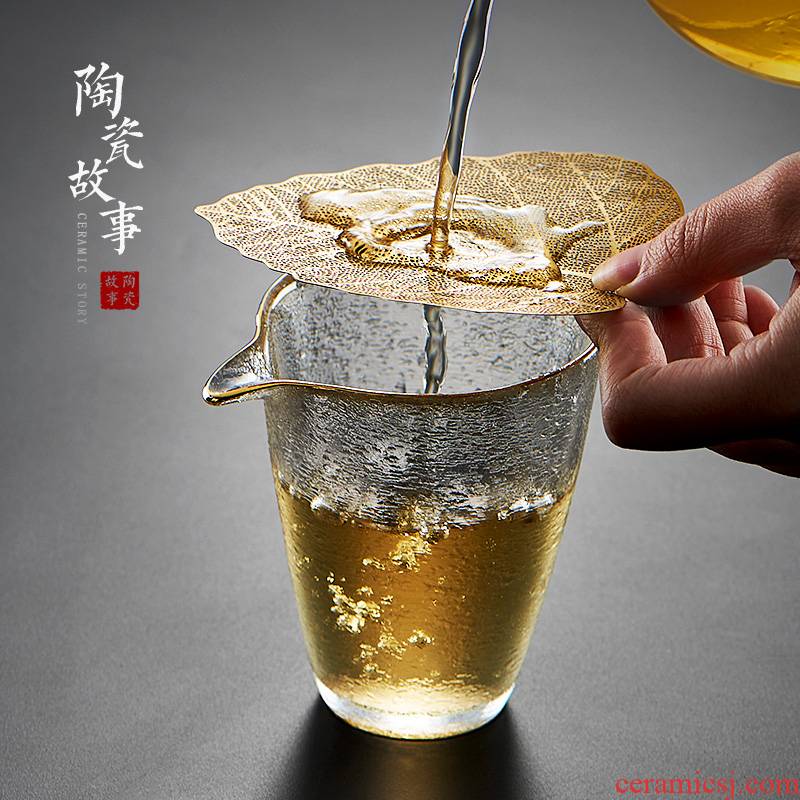 Ceramic creative story bodhi leaf) filter unit) copper tea tea strainer kung fu tea accessories