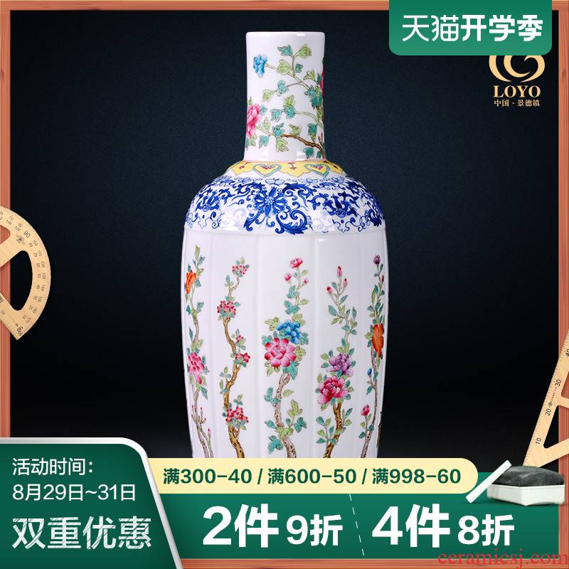 Jingdezhen ceramic vase famous blue and white color bucket hand - made porcelain of the sitting room of Chinese style household flower arrangement of TV ark, furnishing articles