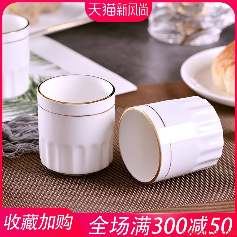 Jingdezhen domestic manual gold 】 【 ipads porcelain drinking cup hotel hotel ceramic cup Chinese style tea cups