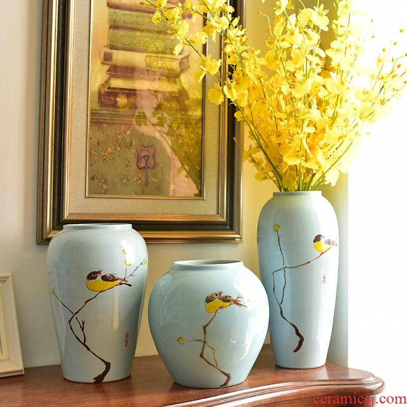 Jingdezhen modern new Chinese style ceramic vases, flower arranging TV ark, place of the sitting room porch decoration dry flower decoration