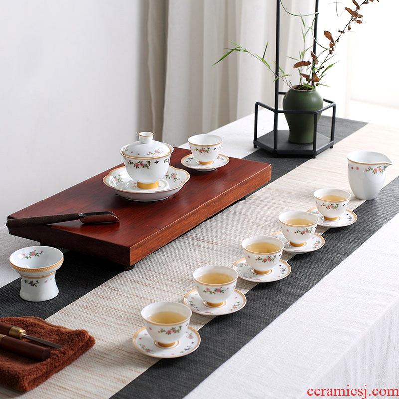 Jingdezhen ceramic kung fu tea set household tureen cups of a complete set of gift set of tea cups teapot