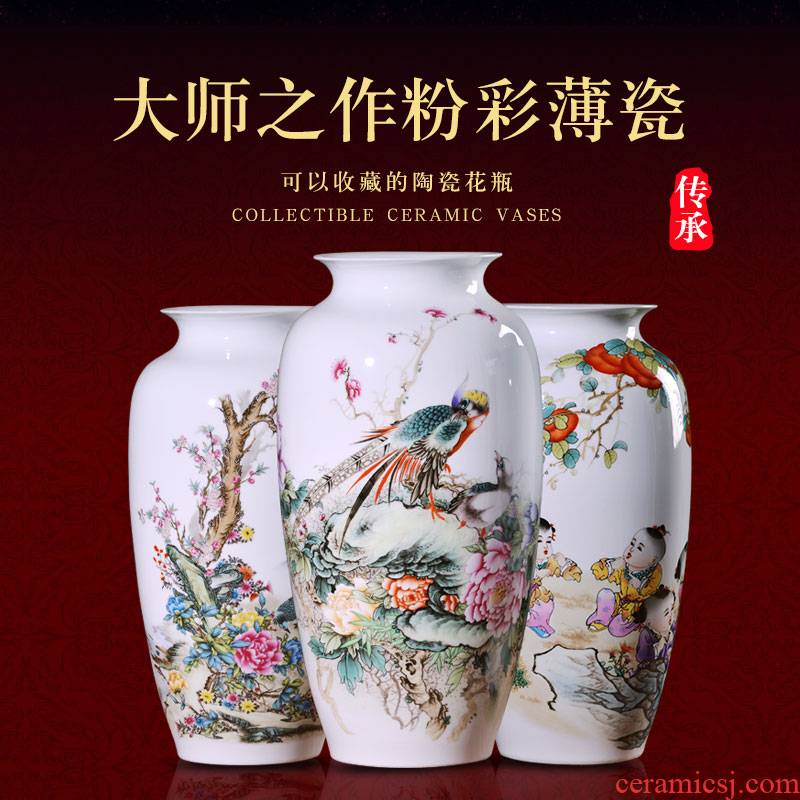 Jingdezhen ceramics, vases, flower arrangement sitting room place famille rose porcelain insulator thin foetus modern home decoration decoration
