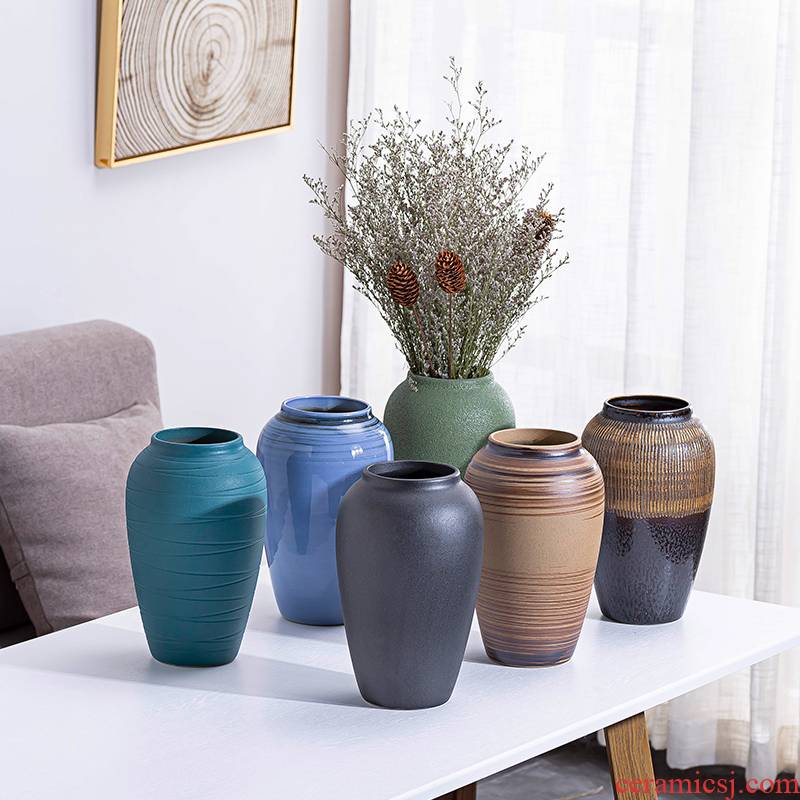 Small and pure and fresh see colour transparent ceramic vase hydroponic other European sitting room of rural household furnishing articles dried flowers in the vase