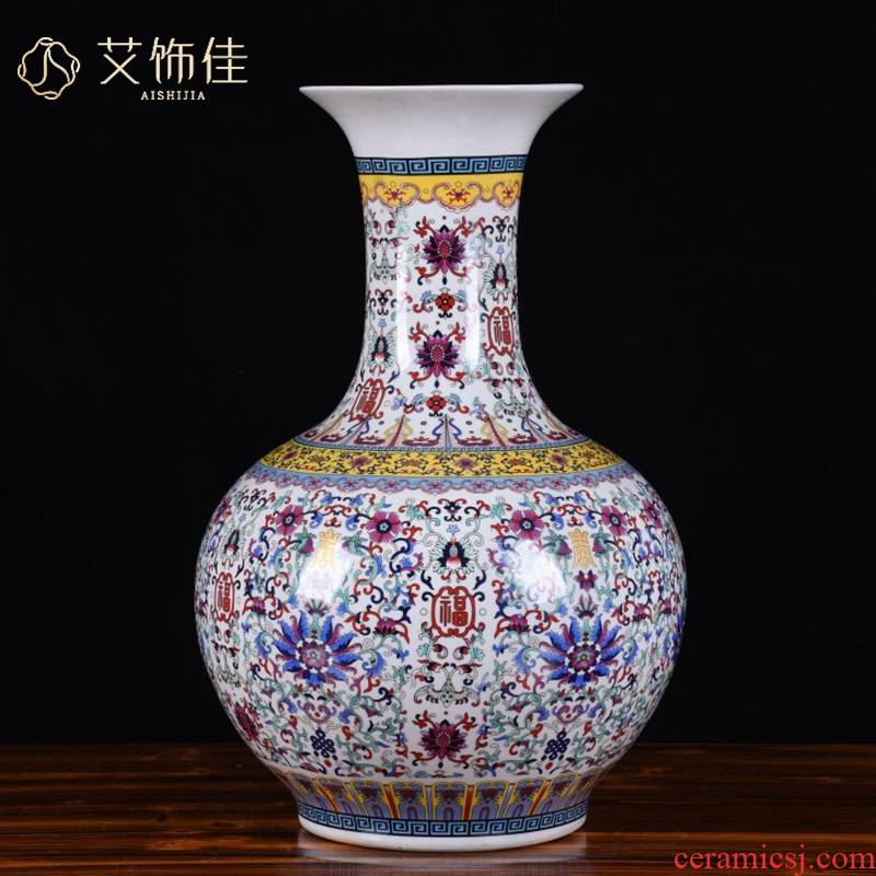 Jingdezhen ceramic handicraft white enamel live big vase household living room TV cabinet decorative furnishing articles